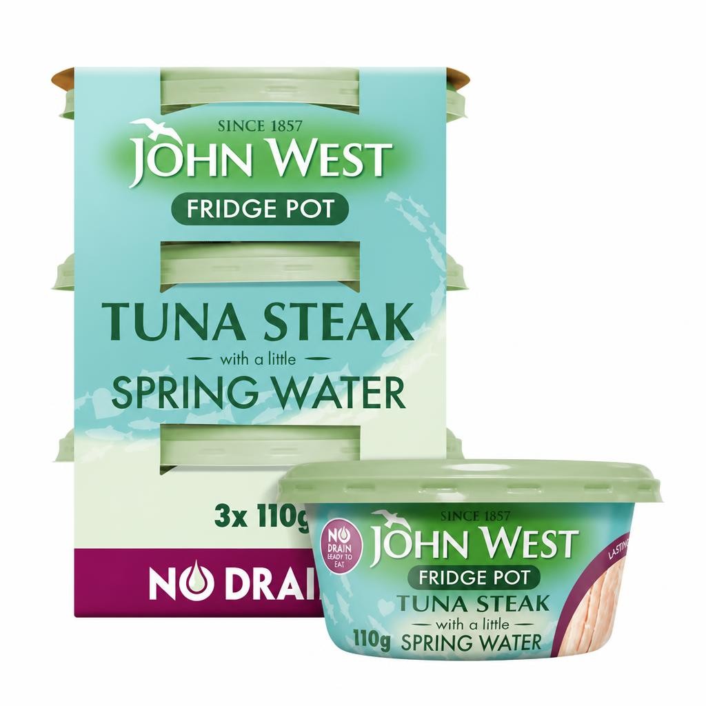 John West No Drain Fridge Pot Tuna Steak with a Little Spring Water 3x110g