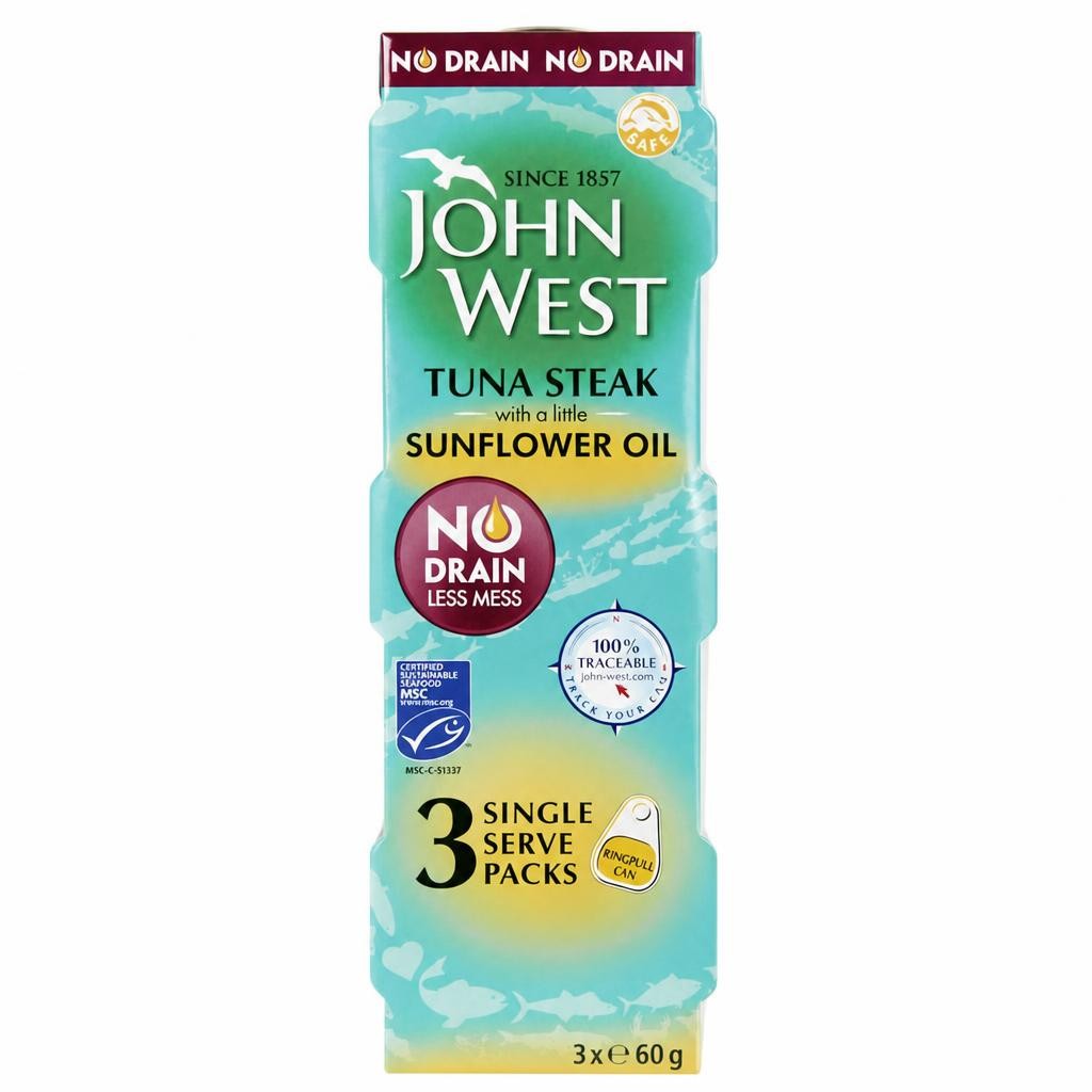 John West Limited No Drain Tuna Steaks In Oil 3X60g