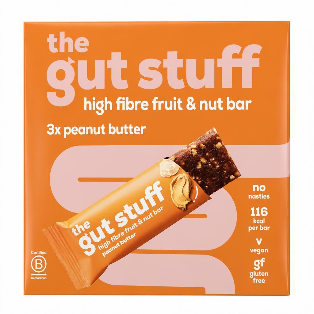 The Gut Stuff High Fibre Fruit & Nut Bar - Peanut Butter 3 x 35g
