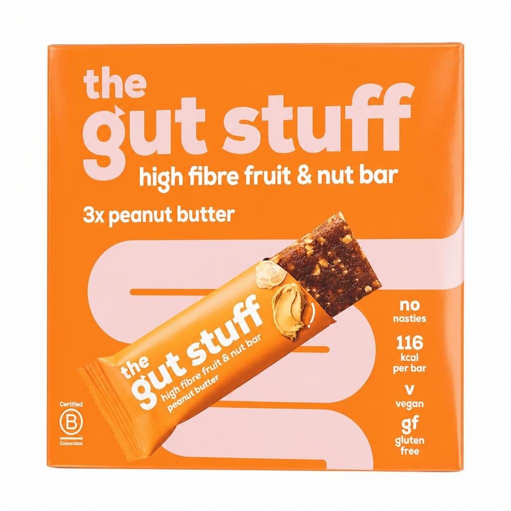 The Gut Stuff High Fibre Fruit & Nut Bar - Peanut Butter 3 x 35g