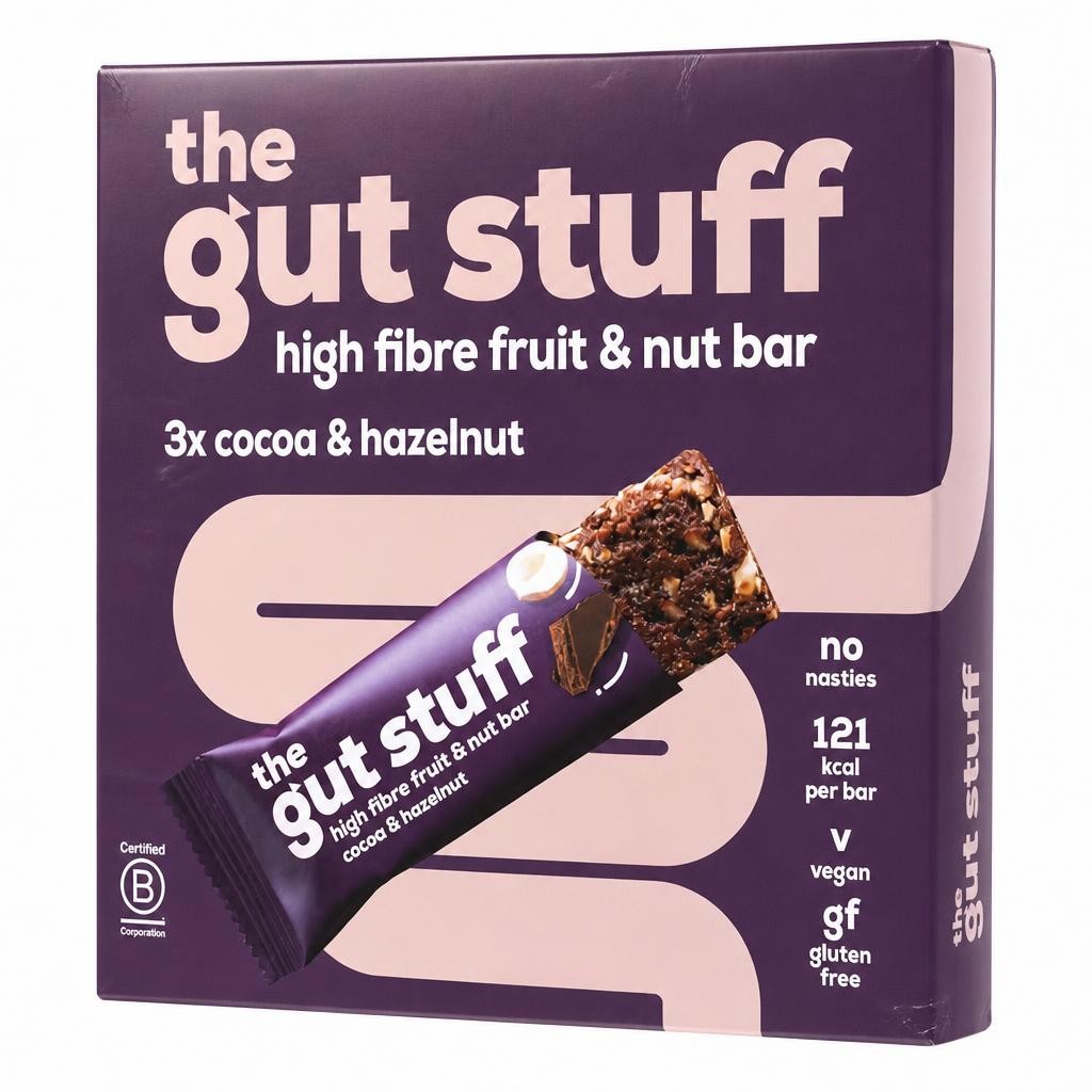 The Gut Stuff High Fibre Fruit & Nut Bar - Cocoa & Hazelnut 3 x 35g
