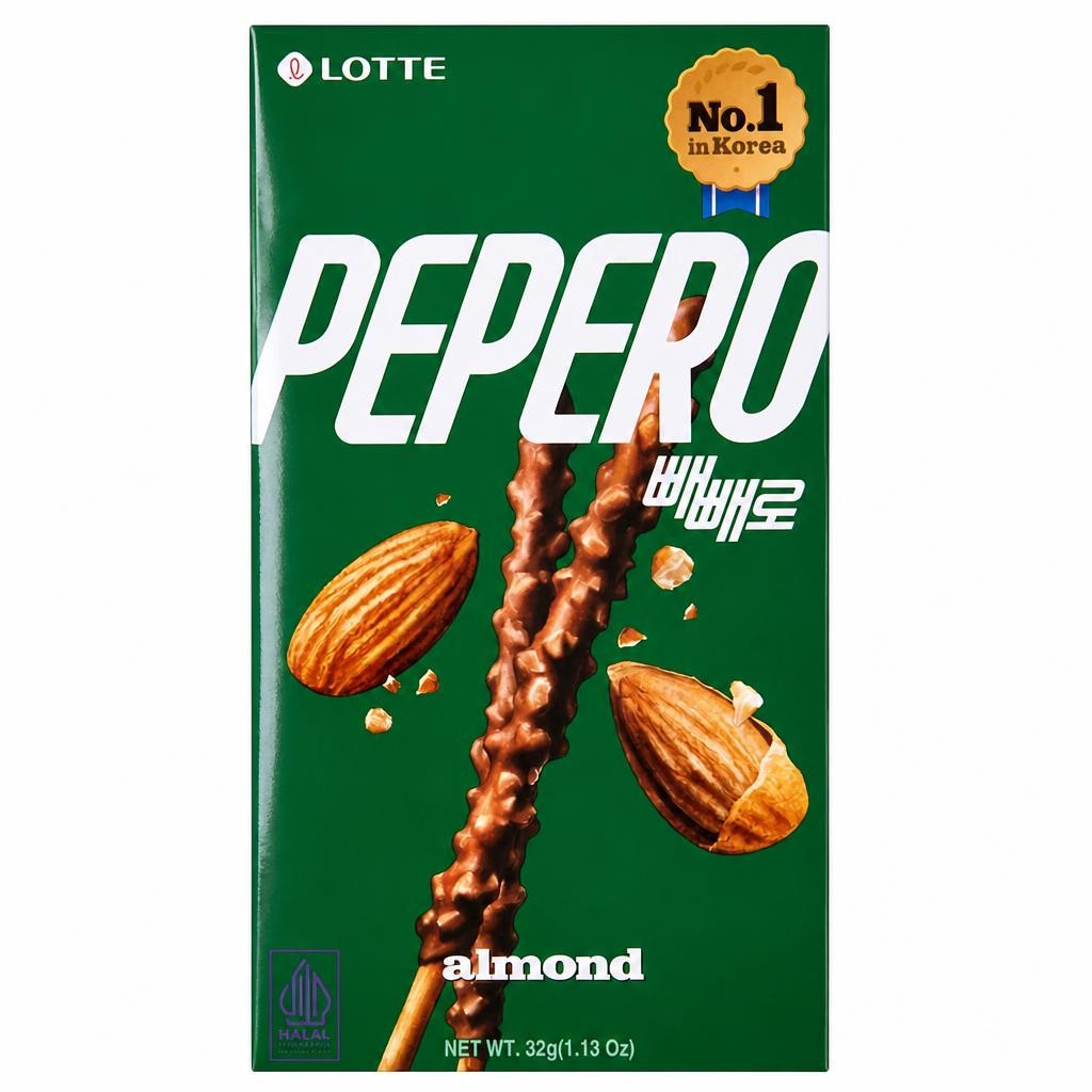 Lotte Pepero Almond Biscuit Sticks 32G