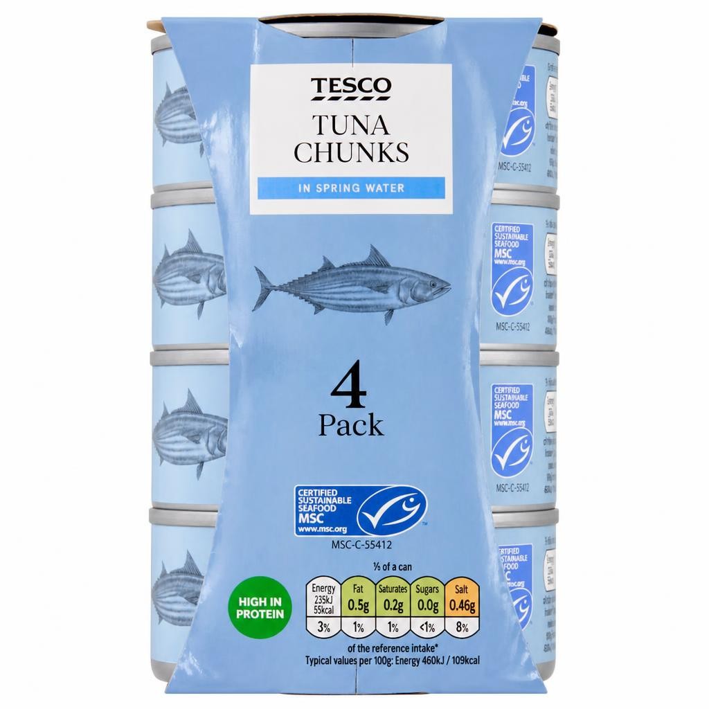 Tesco Tuna Chunks In Spring Water 4 X 145G