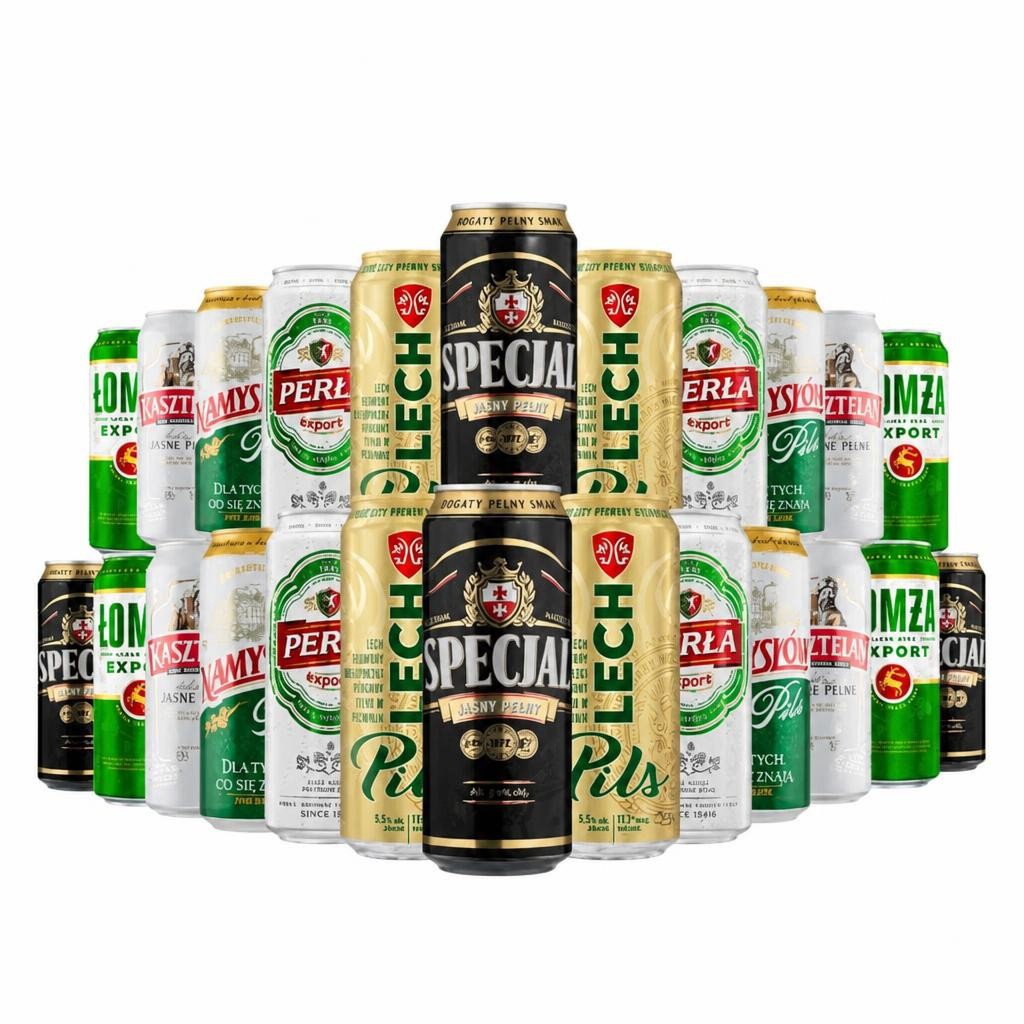 Polish Canned Beers Mix 2 - Specjal - Namyslow - Kasztelan Jasne - Lomza - Perla Export - Lech Pils 24 x 500ml
