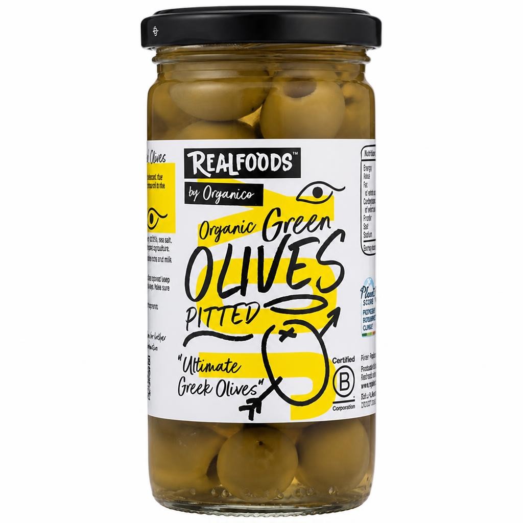 Organic Green Pitted Olives 230g (Organico)