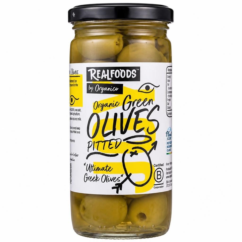 Organic Green Pitted Olives 230g (Organico)