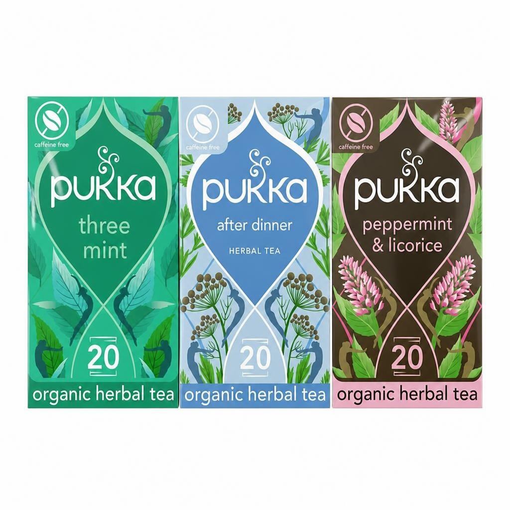 Pukka Herbs Organic Herbal Tea, Minty Refresh Bundle with Three Mint, After Dinner & Peppermint & Licorice, 3 Packs of 20 Teabags | Multi