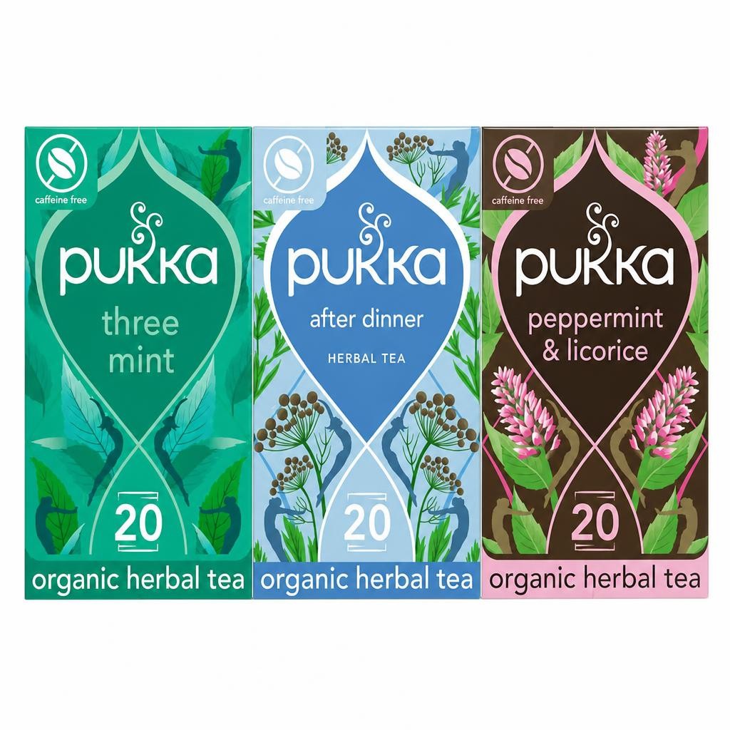 Pukka Herbs Organic Herbal Tea, Minty Refresh Bundle with Three Mint, After Dinner & Peppermint & Licorice, 3 Packs of 20 Teabags | Multi