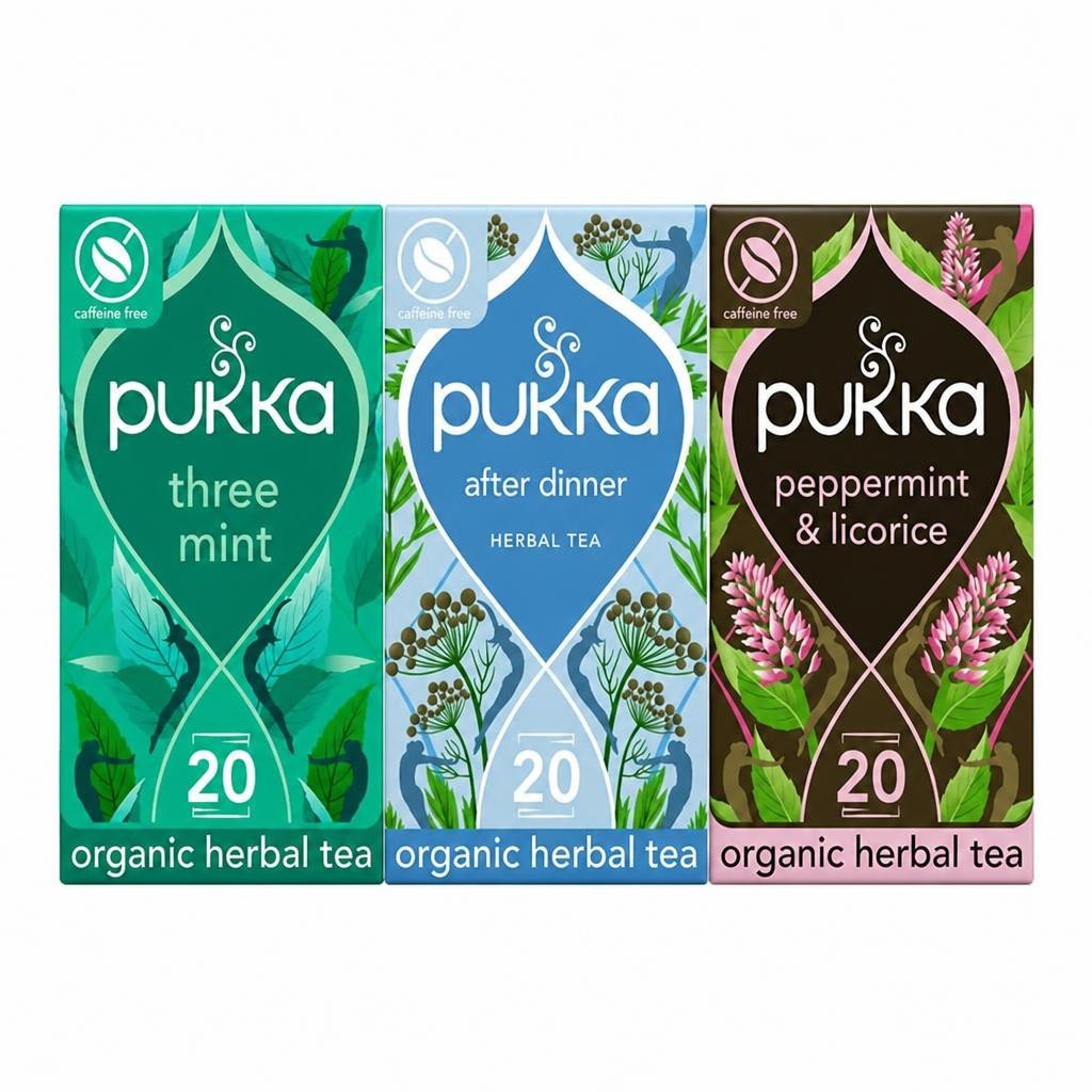 Pukka Herbs Organic Herbal Tea, Minty Refresh Bundle with Three Mint, After Dinner & Peppermint & Licorice, 3 Packs of 20 Teabags | Multi