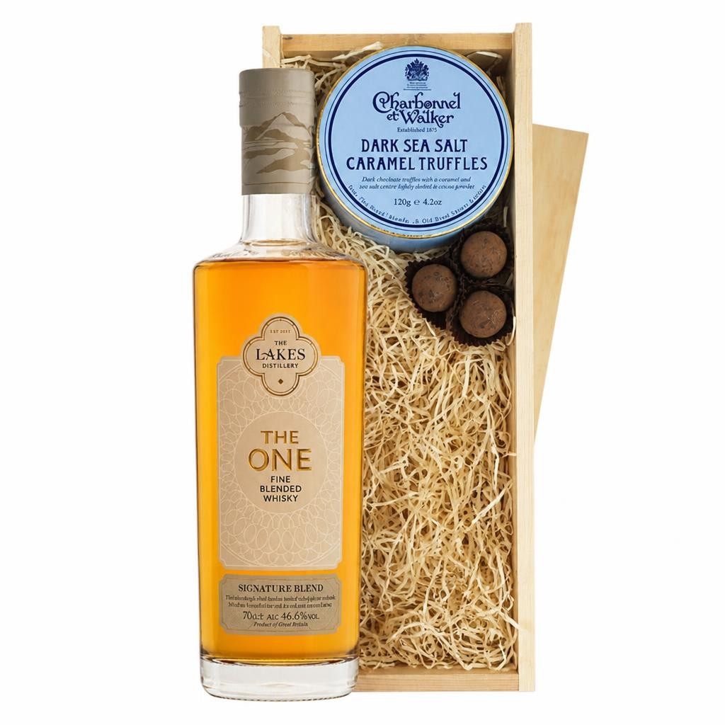 Lakes The One Signature Fine Blended Whisky And Dark Sea Salt Charbonnel Chocolates Box 70cl 46.6% abv