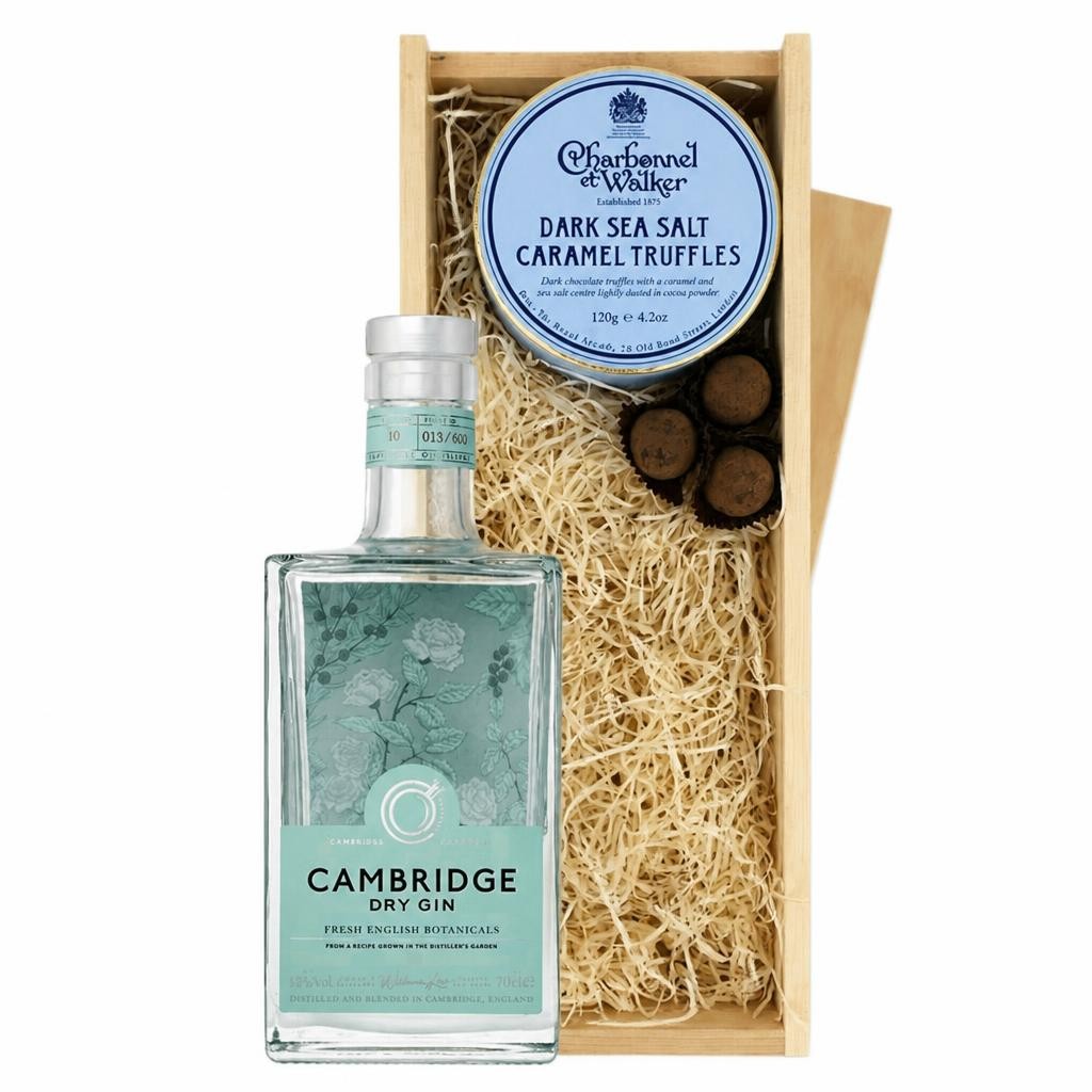 Cambridge Dry Gin And Dark Sea Salt Charbonnel Chocolates Box 70cl 42% abv