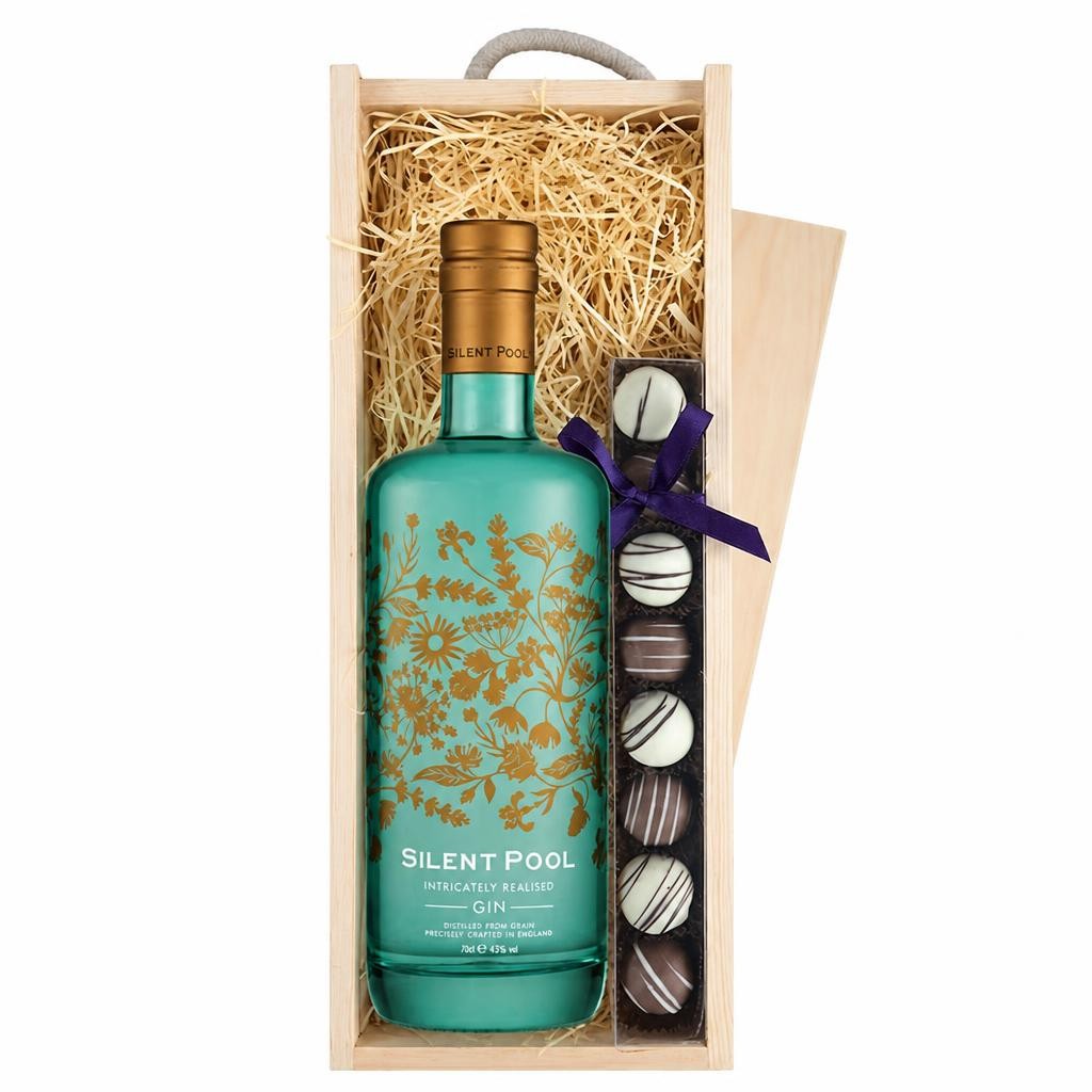 Silent Pool Gin & Truffles, Wooden Box 70cl 43% abv