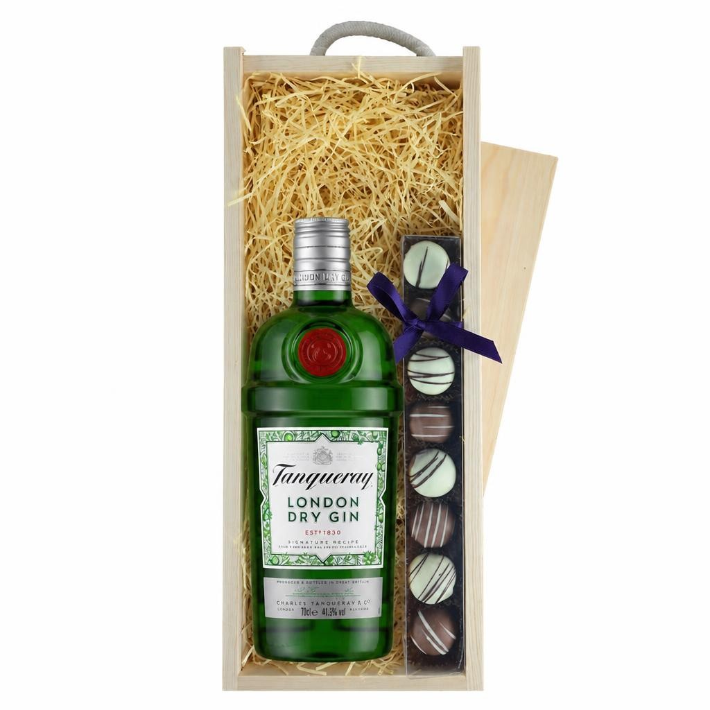 Tanqueray London Dry Gin & Truffles, Wooden Box 70cl 41.3% abv