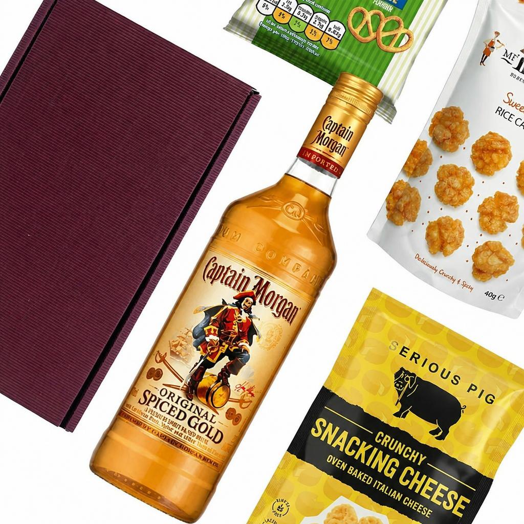 Captain Morgan Original Spiced Gold Rum Nibbles Hamper 70cl 35% abv