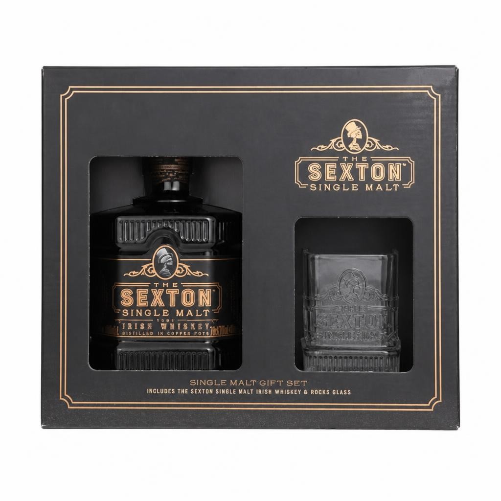 The Sexton Single Malt Irish Whiskey 70cl & Tumbler Glass Gift Pack
