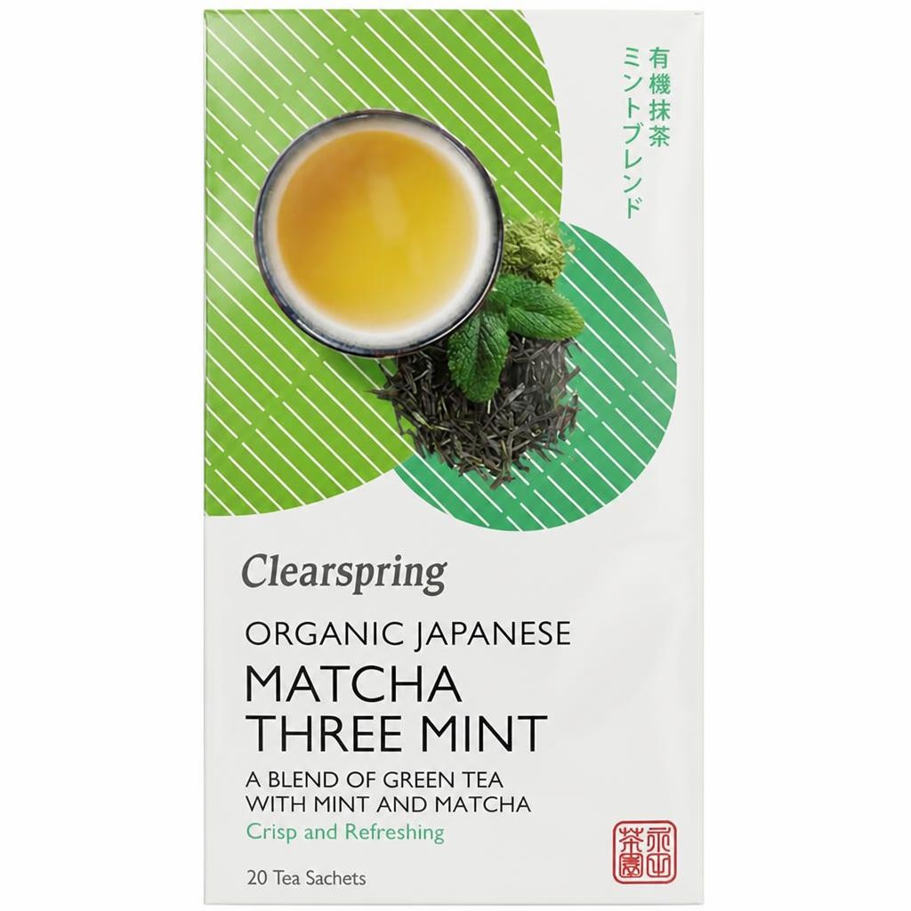 Organic Japanese Matcha Three Mint 20 Tea Sachets (Clearspring) | Multi