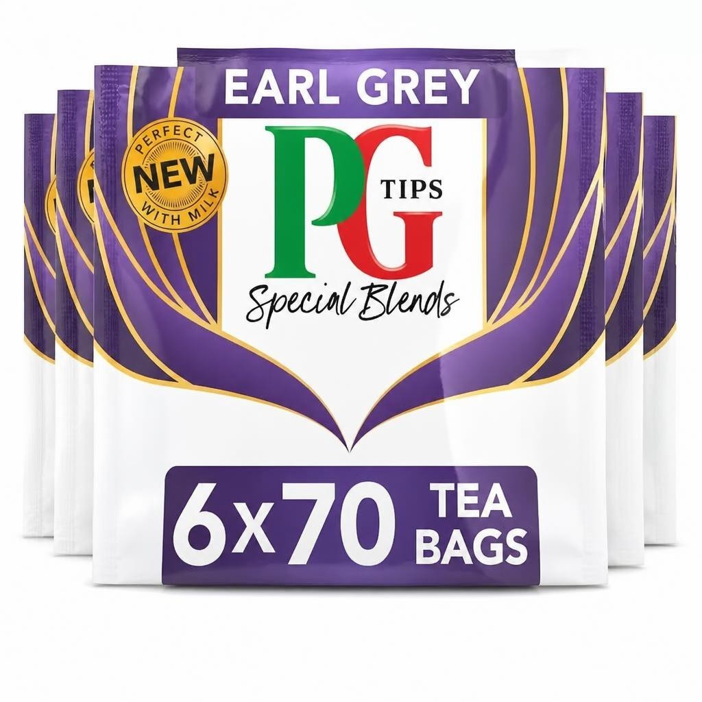 PG Tips Special Blends Earl Grey Tea, Refreshing, Light & Citrusy, 70 Teabags, 6 Pack | Purple
