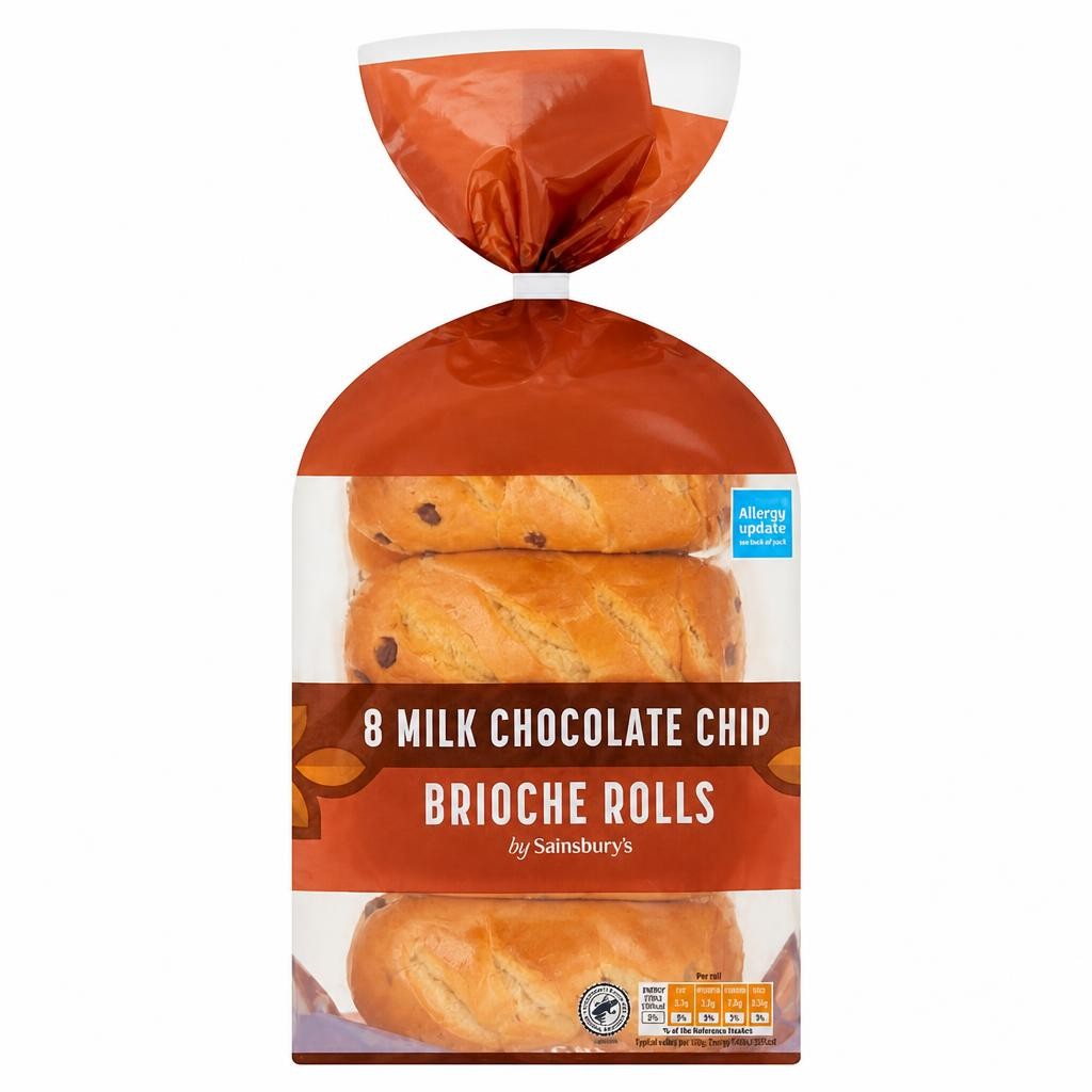 Sainsbury's Milk Chocolate Chip Brioche Roll x8