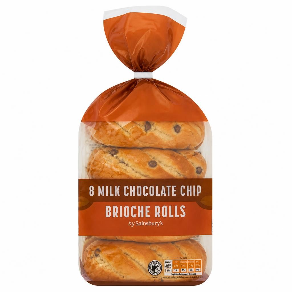 Sainsbury's Milk Chocolate Chip Brioche Roll x8