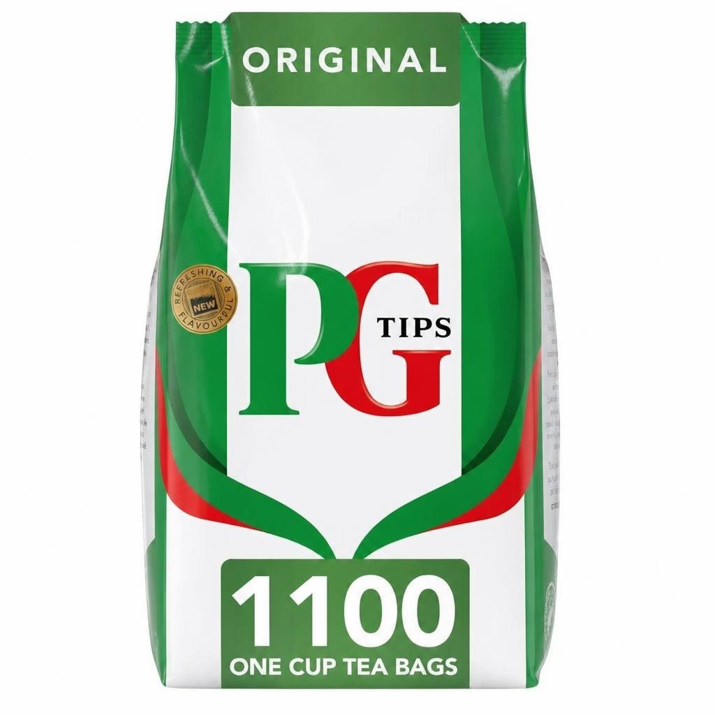 PG Tips Original | Black Tea Bags Bulk | One Cup | Refreshing & Flavourful | Ideal For Office Catering | 1100 Plant Based Biodegradable Square Teabags | Multi