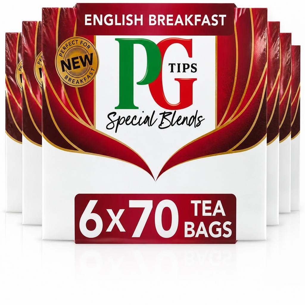 PG Tips Special Blends English Breakfast Tea, Bold & Strong Flavour, 70 Teabags, 6 Pack | Red
