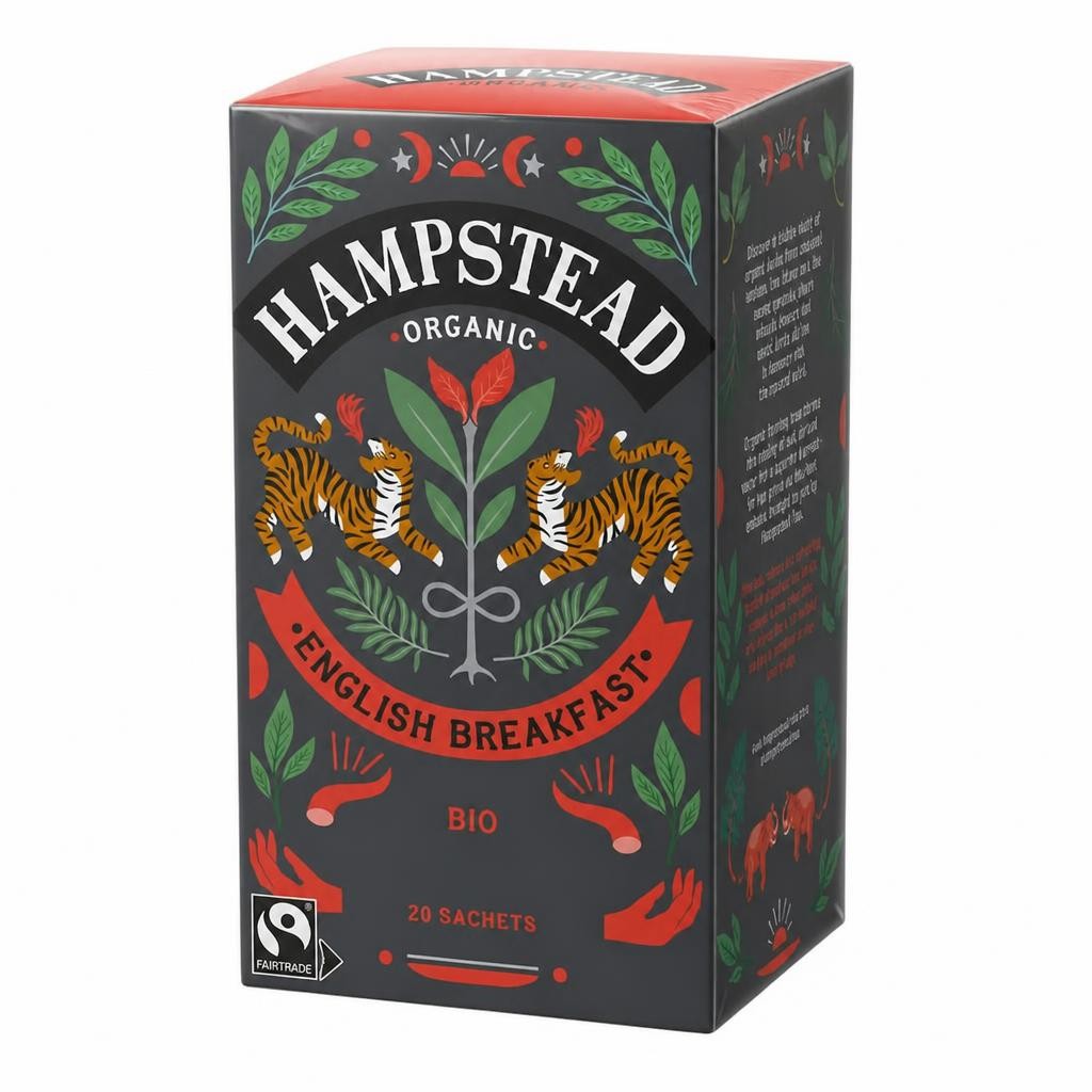 Organic English Breakfast Tea 20 Sachets 40g (Hampstead Tea) | Multi