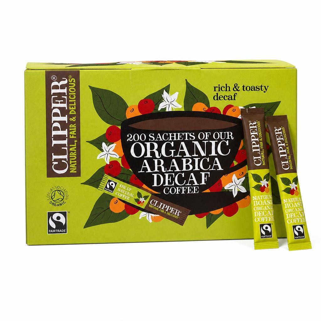 Organic Fairtrade Arabica Decaf Coffee 200 Sachets (Clipper)
