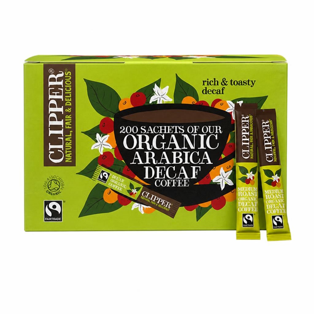 Organic Fairtrade Arabica Decaf Coffee 200 Sachets (Clipper)