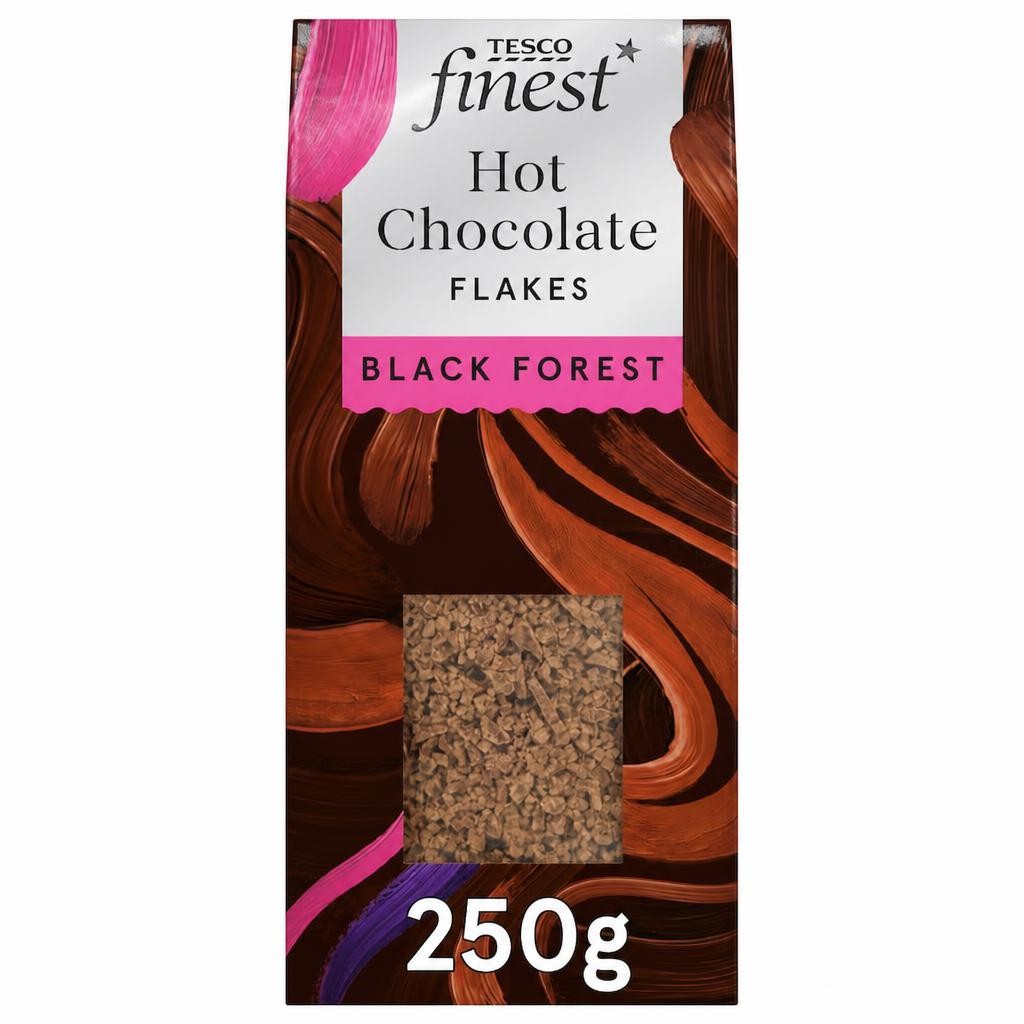 Tesco Finest Belgian 45% Black Forest Flavour Hot Chocolate Flakes 250g