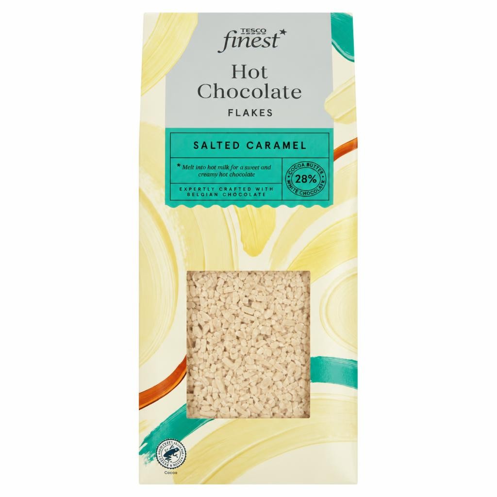 Tesco Finest Belgian Salted Caramel & White Hot Chocolate Flakes 250g