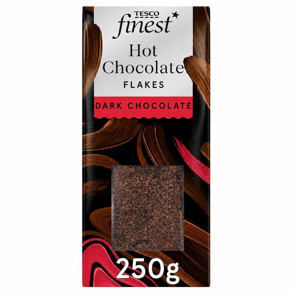 Tesco Finest Belgian 70% Dark Hot Chocolate Flakes 250g
