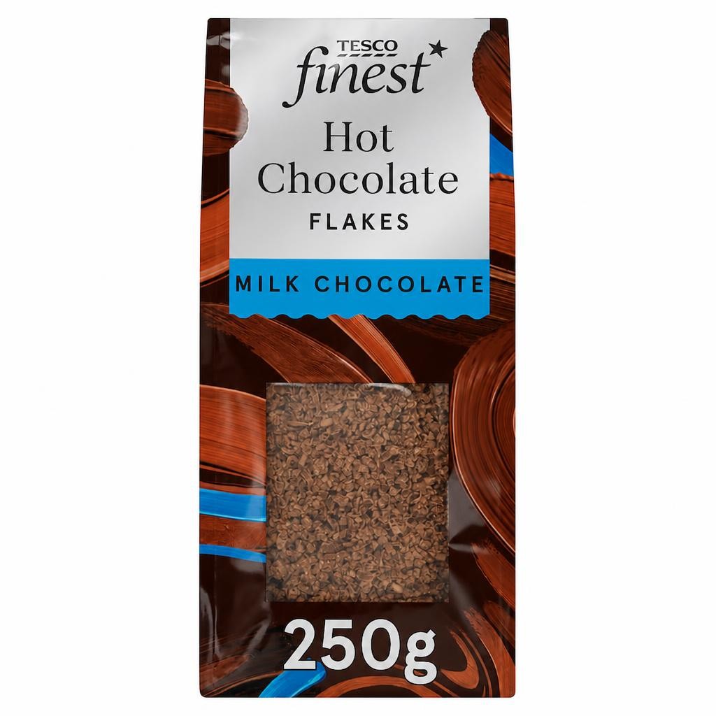 Tesco Finest Belgian 45% Milk Hot Chocolate Flakes 250g