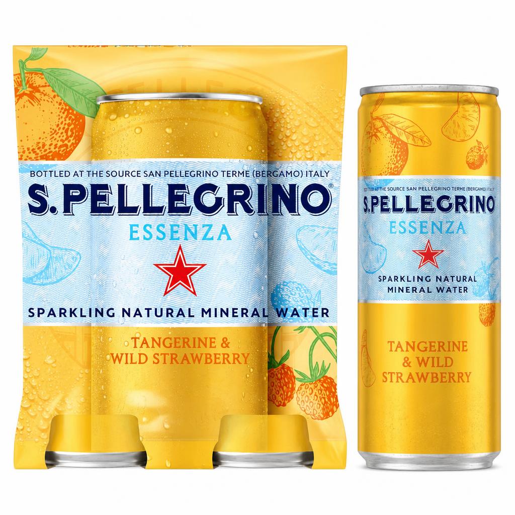 San Pellegrino Essenza Infused Sparkling Water Tangerine & Strawberry 4x330Ml