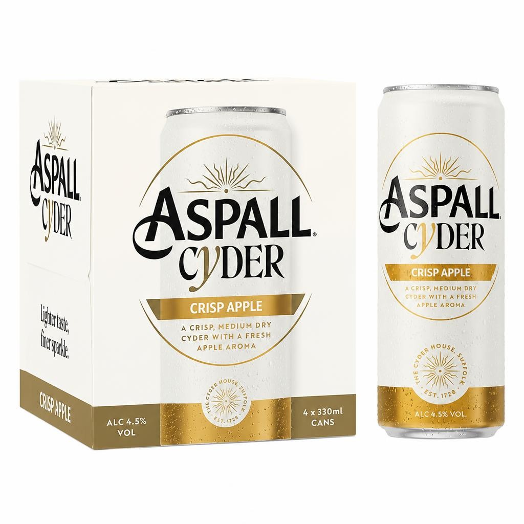 Aspall Crisp Apple Premium Cyder Can 4 x 330ml