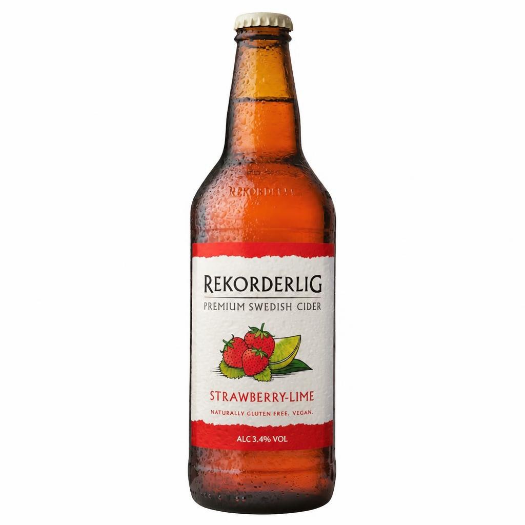 Rekorderlig Strawberry and Lime Premium Fruit Cider Bottle 500ml