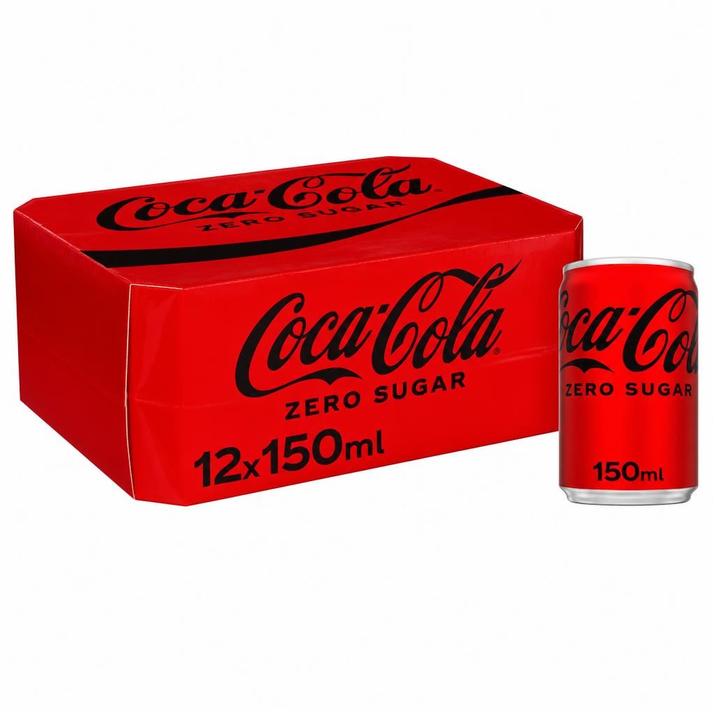 Coca-Cola Zero Sugar Soft Drink Cans 12 x 150 mL