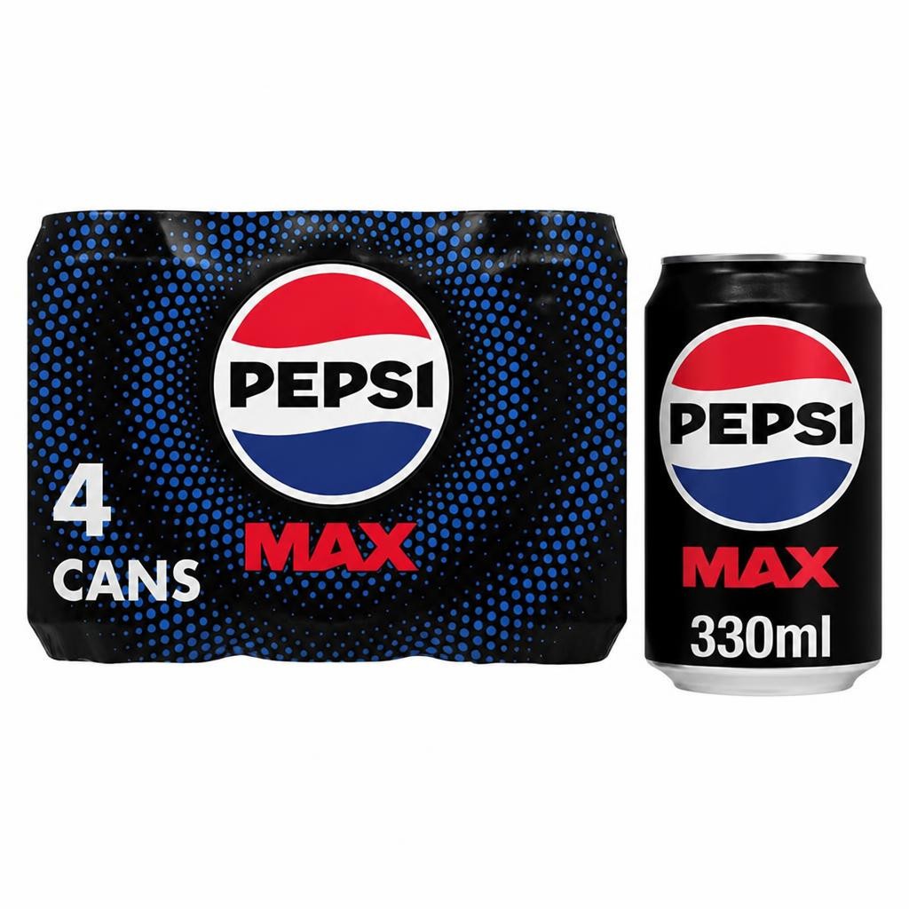Pepsi Max No Sugar Cola Soft Drink 4 x 330ml