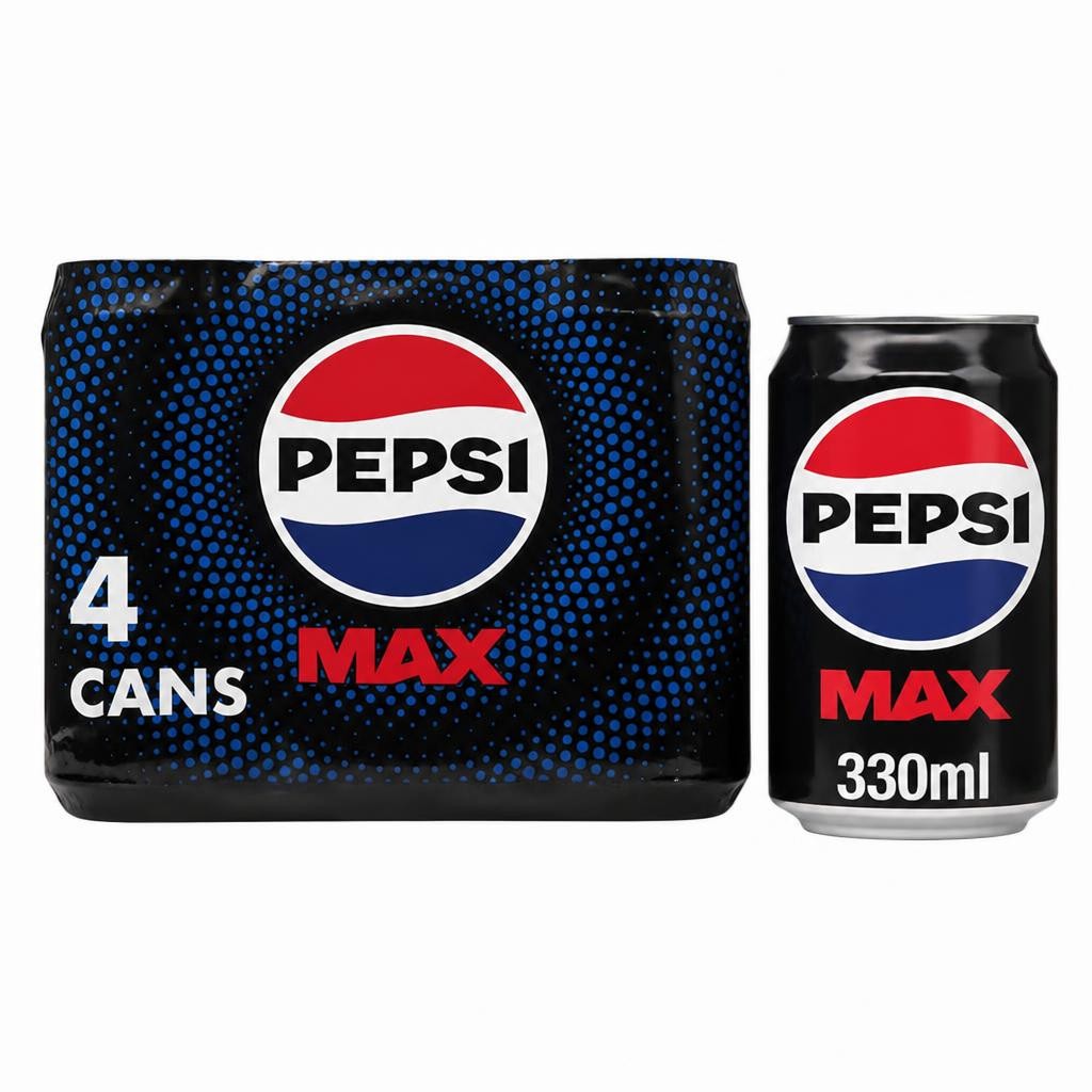 Pepsi Max No Sugar Cola Soft Drink 4 x 330ml