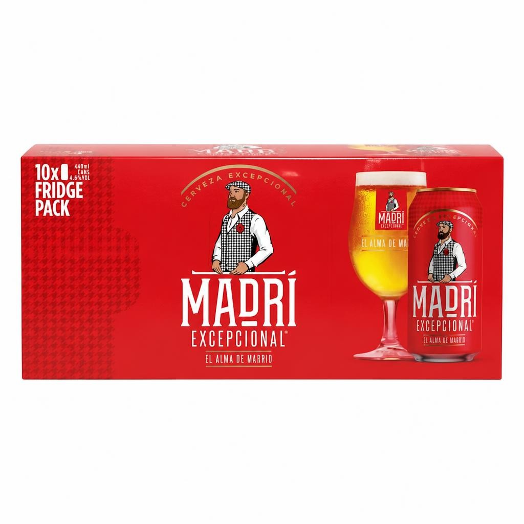 Madri Excepcional Premium Lager Beer Can 10 x 440ml