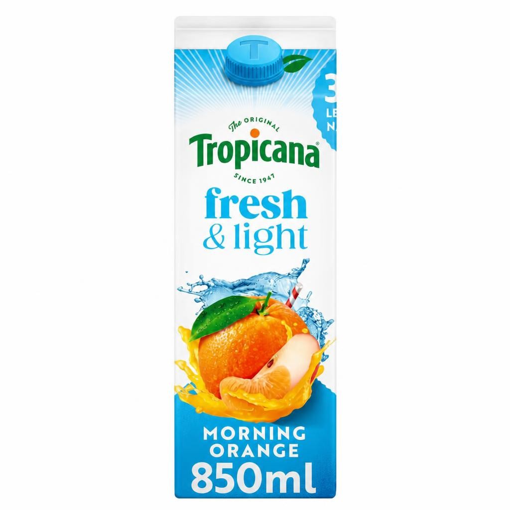 Tropicana Fresh & Light Morning Orange Juice Drink 850ml