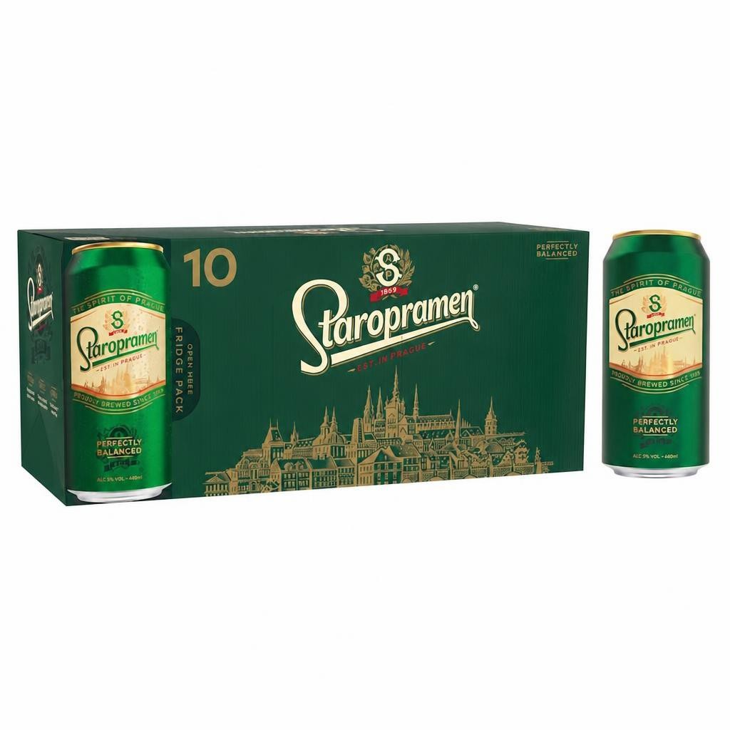 Staropramen Premium Czech Style Pilsner Lager Beer Can 10 x 440ml