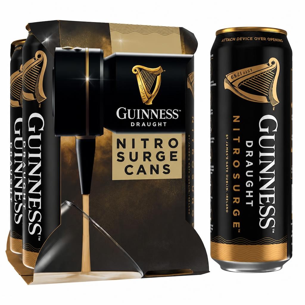 Guinness Draught Nitrosurge Stout Beer Can 4.1% Vol 4x558ml