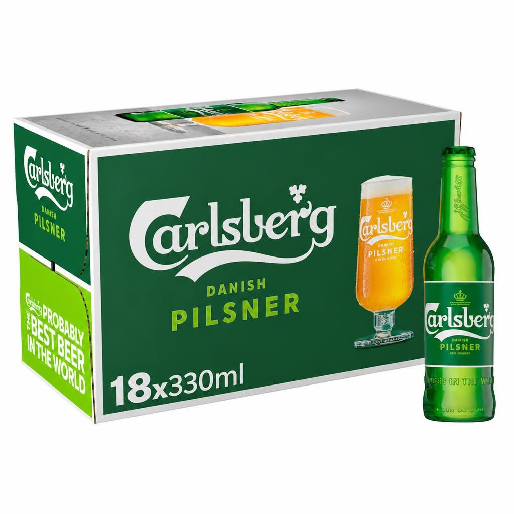 Carlsberg Danish Pilsner Lager Beer Bottle 18x330ml