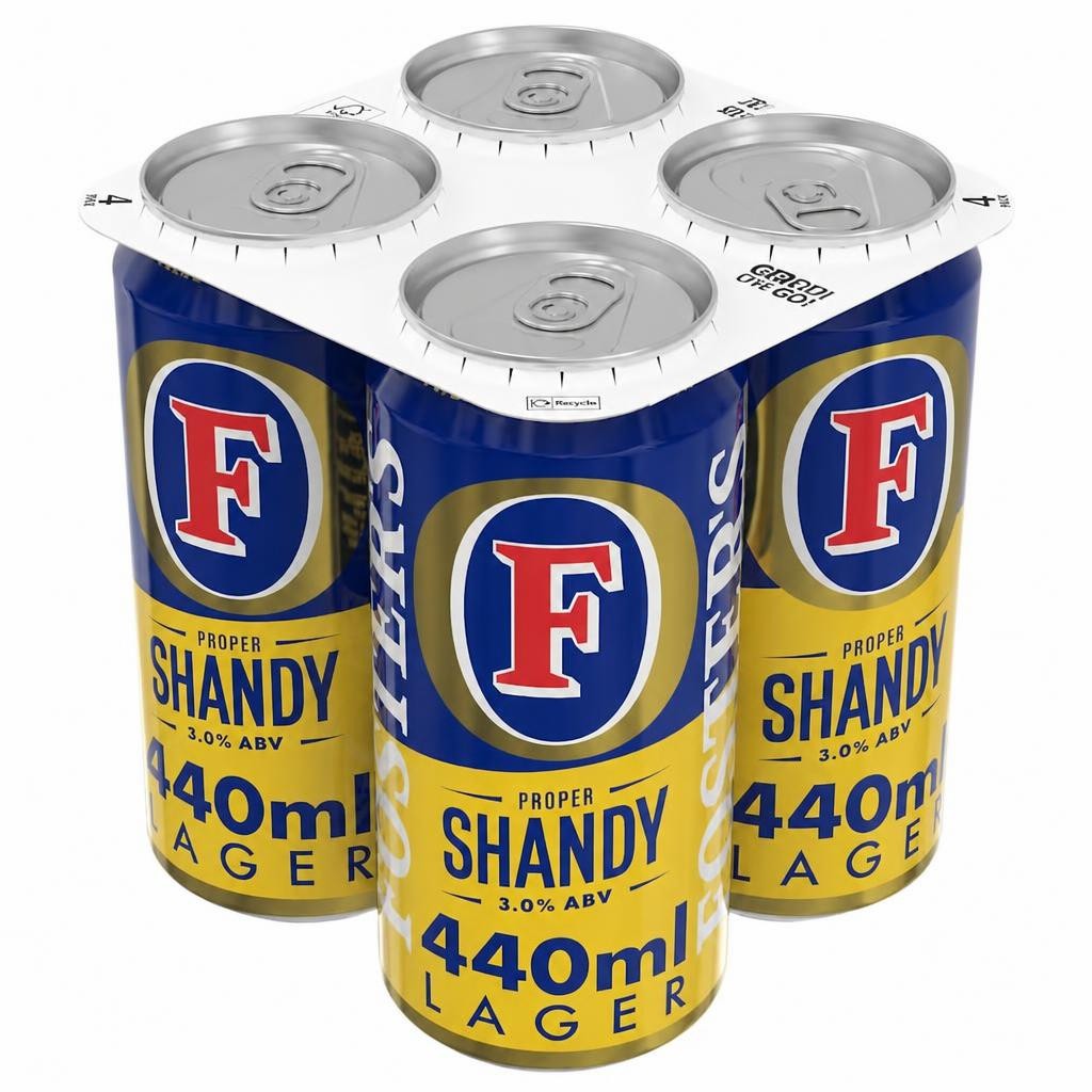 Foster's Proper Shandy Lager Beer 4 x 440ml