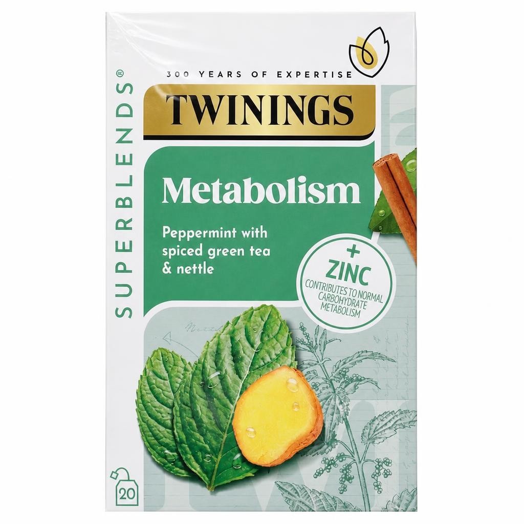 Twinings Superblends Metabolism Peppermint & Spiced Green Tea 20 Tea Bags 40g