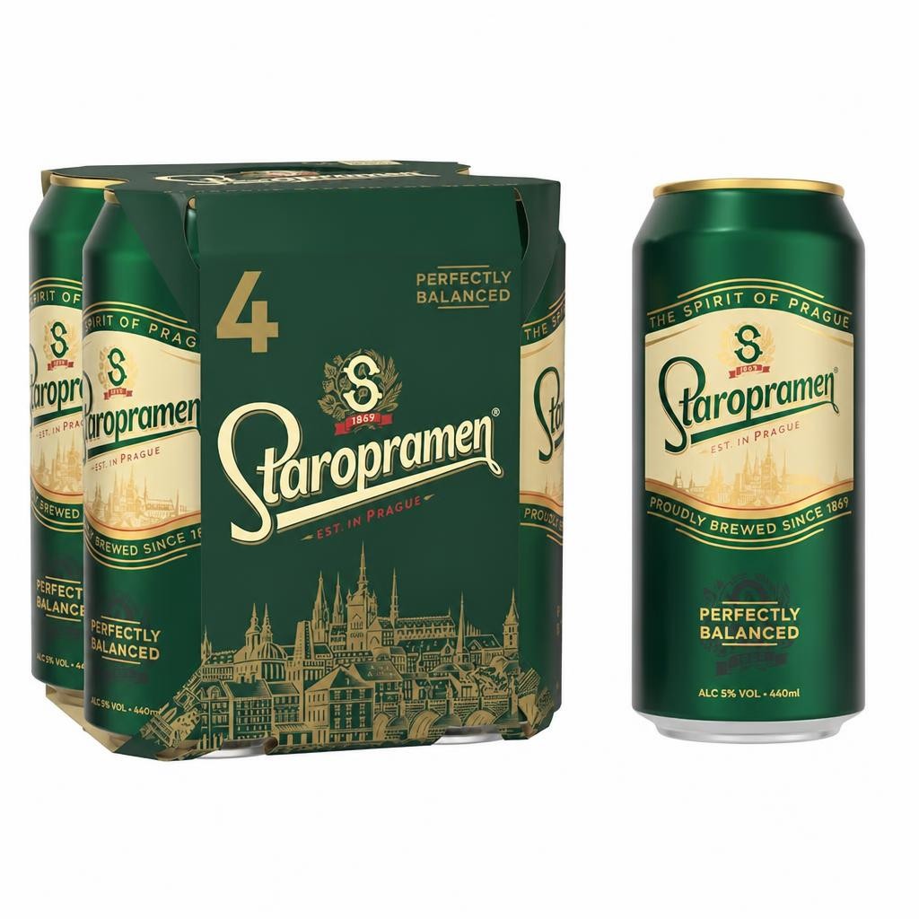 Staropramen Premium Czech Style Pilsner Lager Beer 4 x 440ml