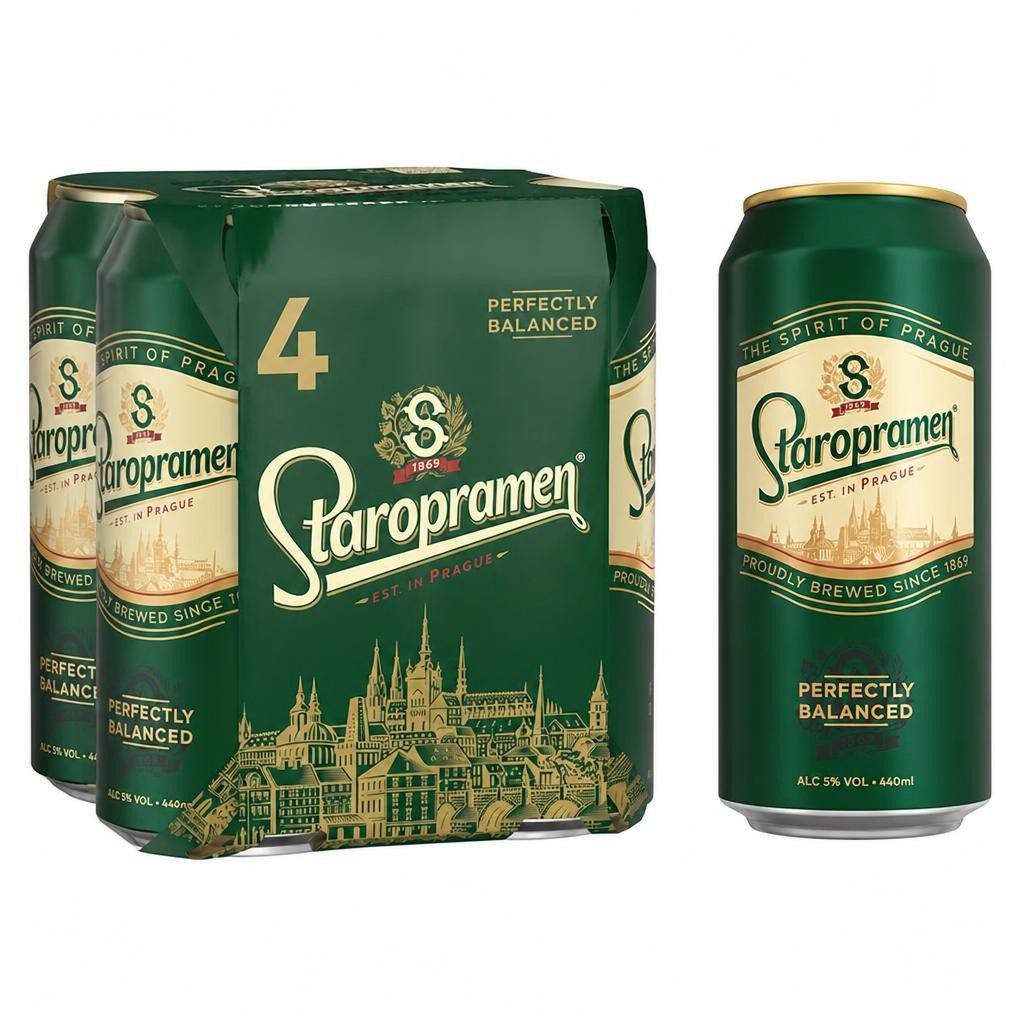 Staropramen Premium Czech Style Pilsner Lager Beer 4 x 440ml