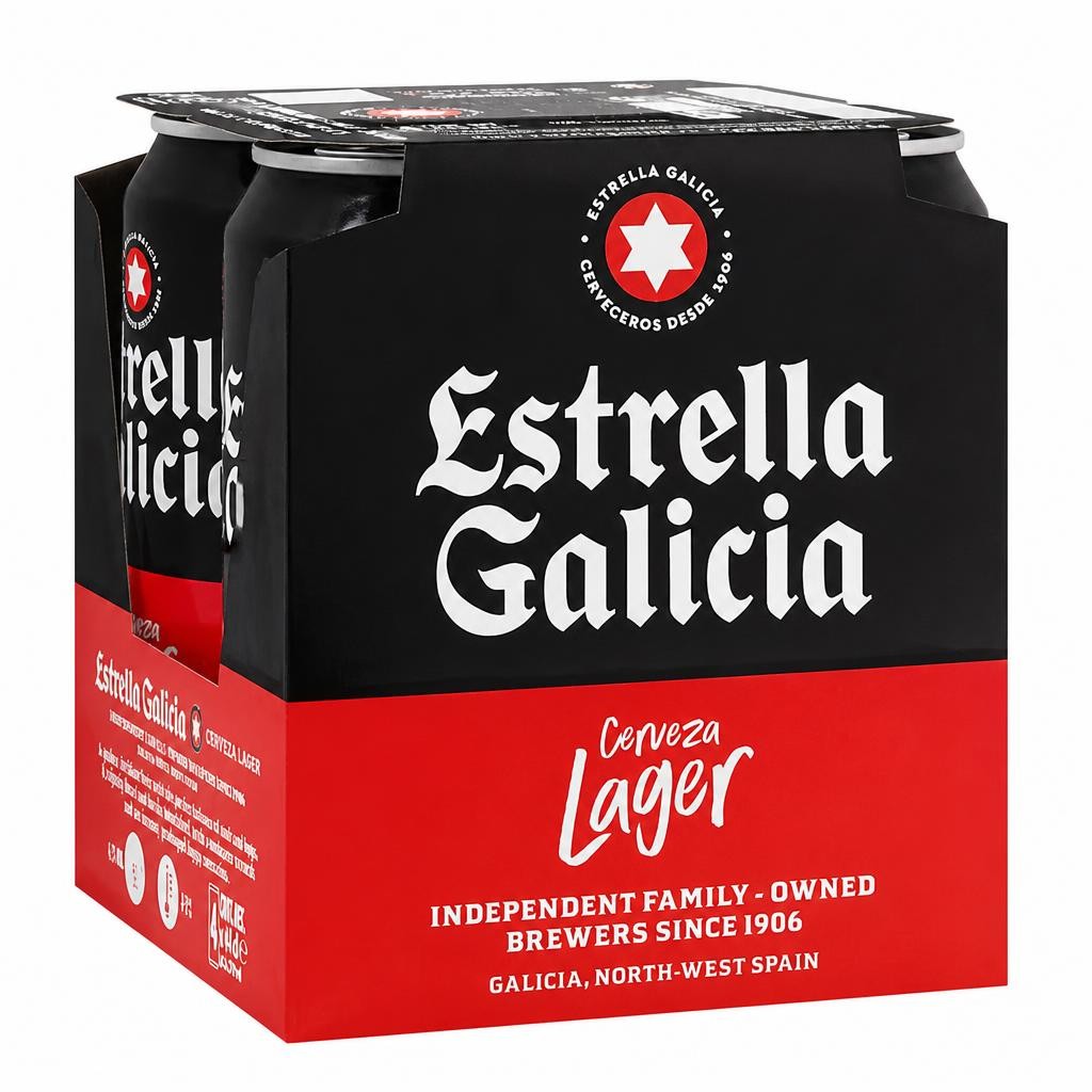 Estrella Galicia Premium Spanish Lager 4x440ml Cans