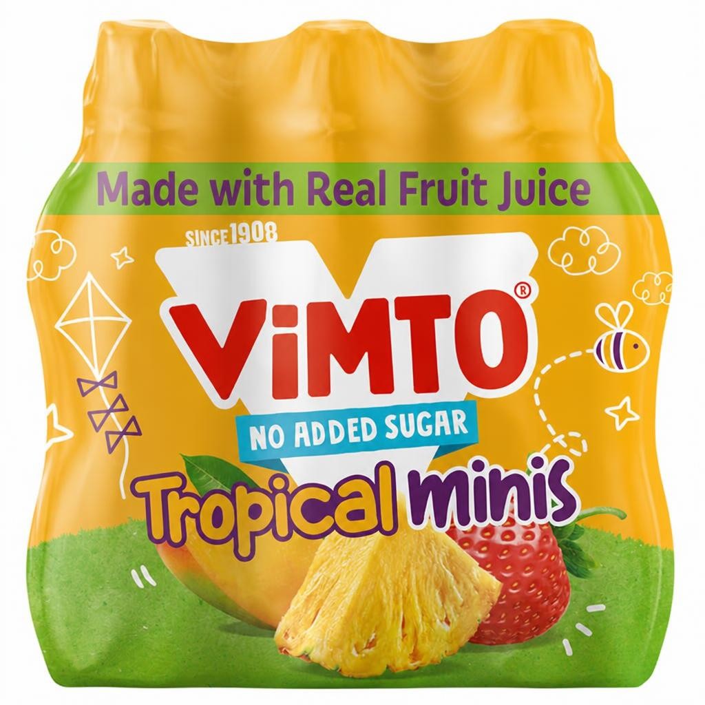 Vimto No Added Sugar Tropical Minis Mixed Fruit Juice Drink 6 x 250ml