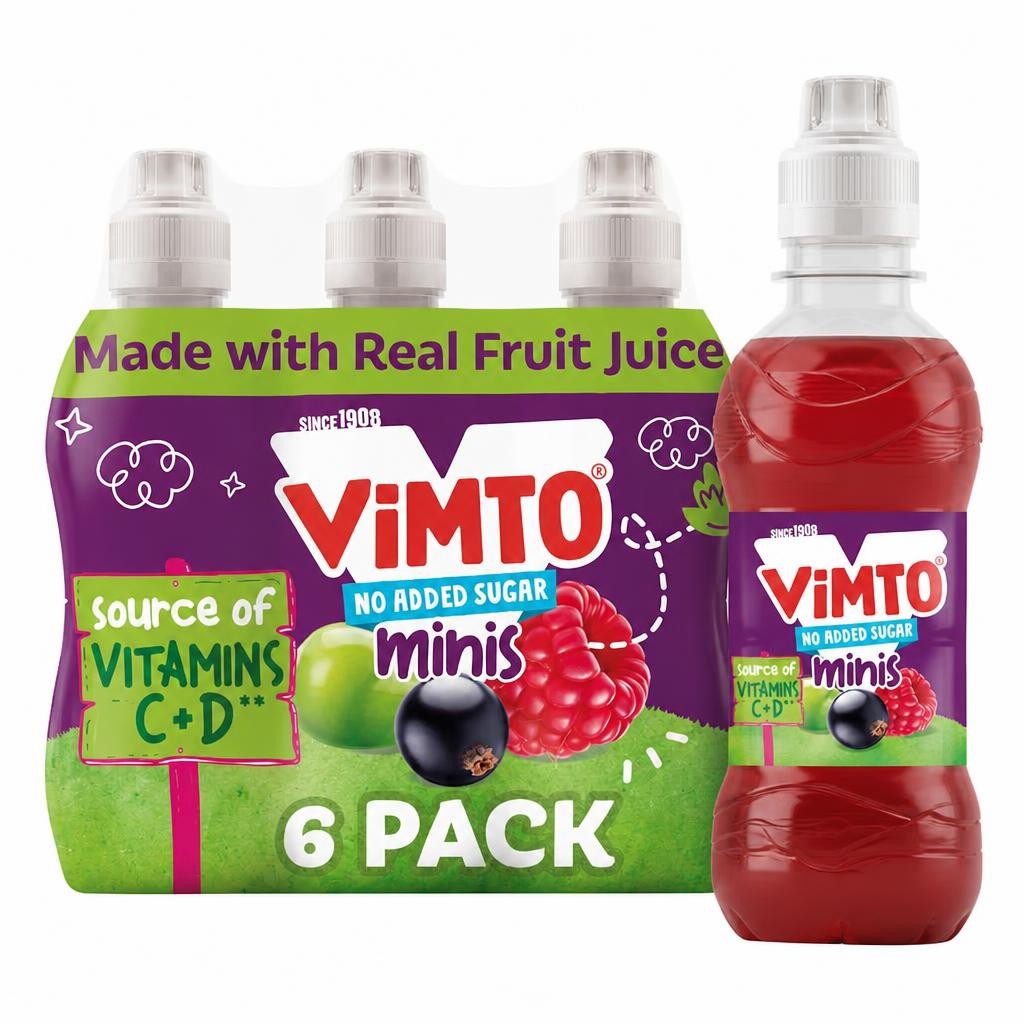 Vimto No Added Sugar Minis Mixed Fruit Juice Drink 6 x 250ml
